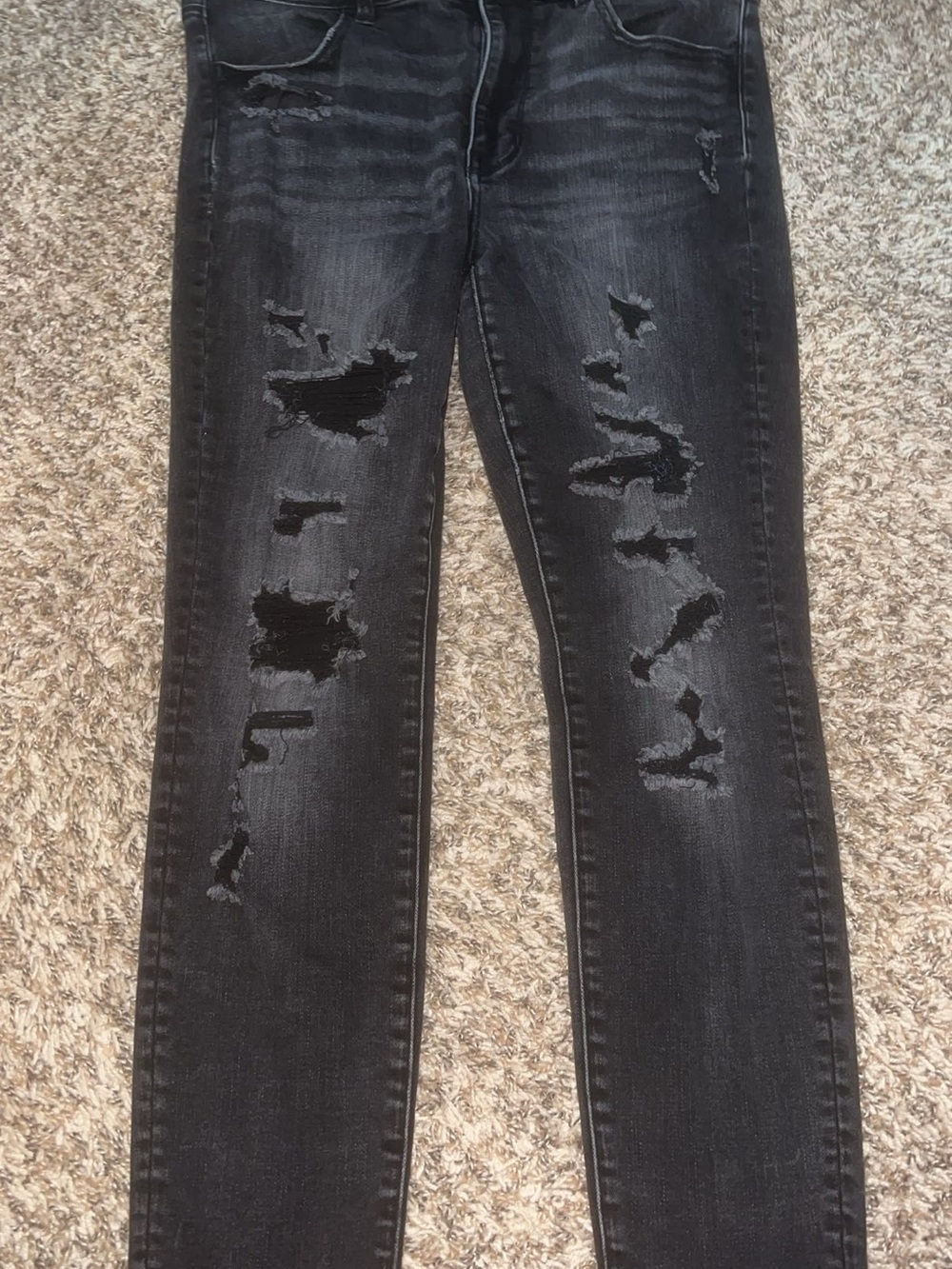 American Eagle Outfitters Black Distressed Skinny Jeans
